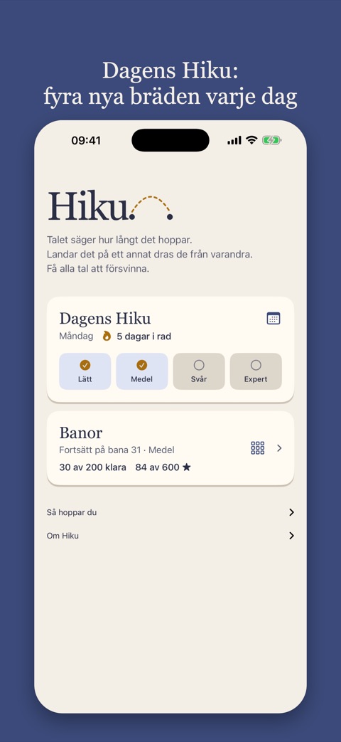 Startsidan med Dagens Hiku
